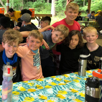 Campers at lunch table